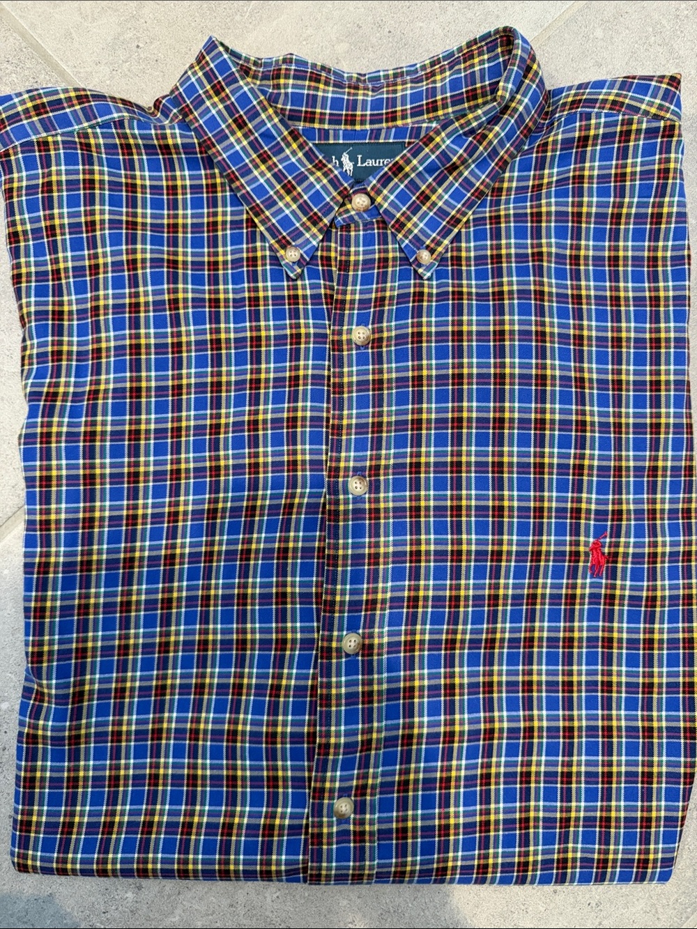 Ralph Lauren Men’s Big & Tall Button front Royal Blue Plaid Shirt Size 3XLT